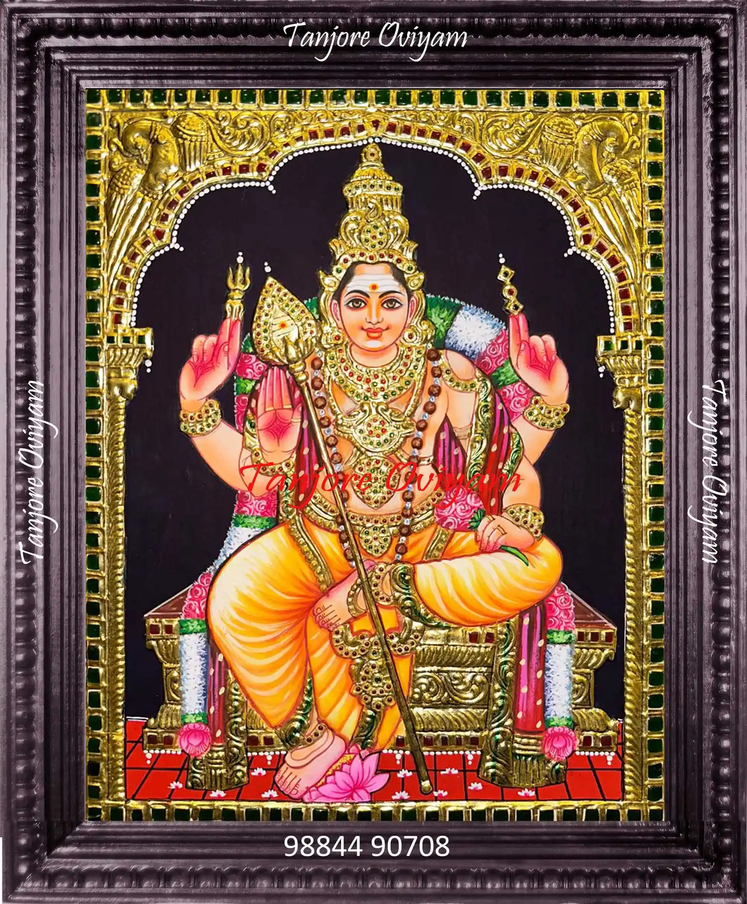 Tanjore Painting Murugan In Seated Position